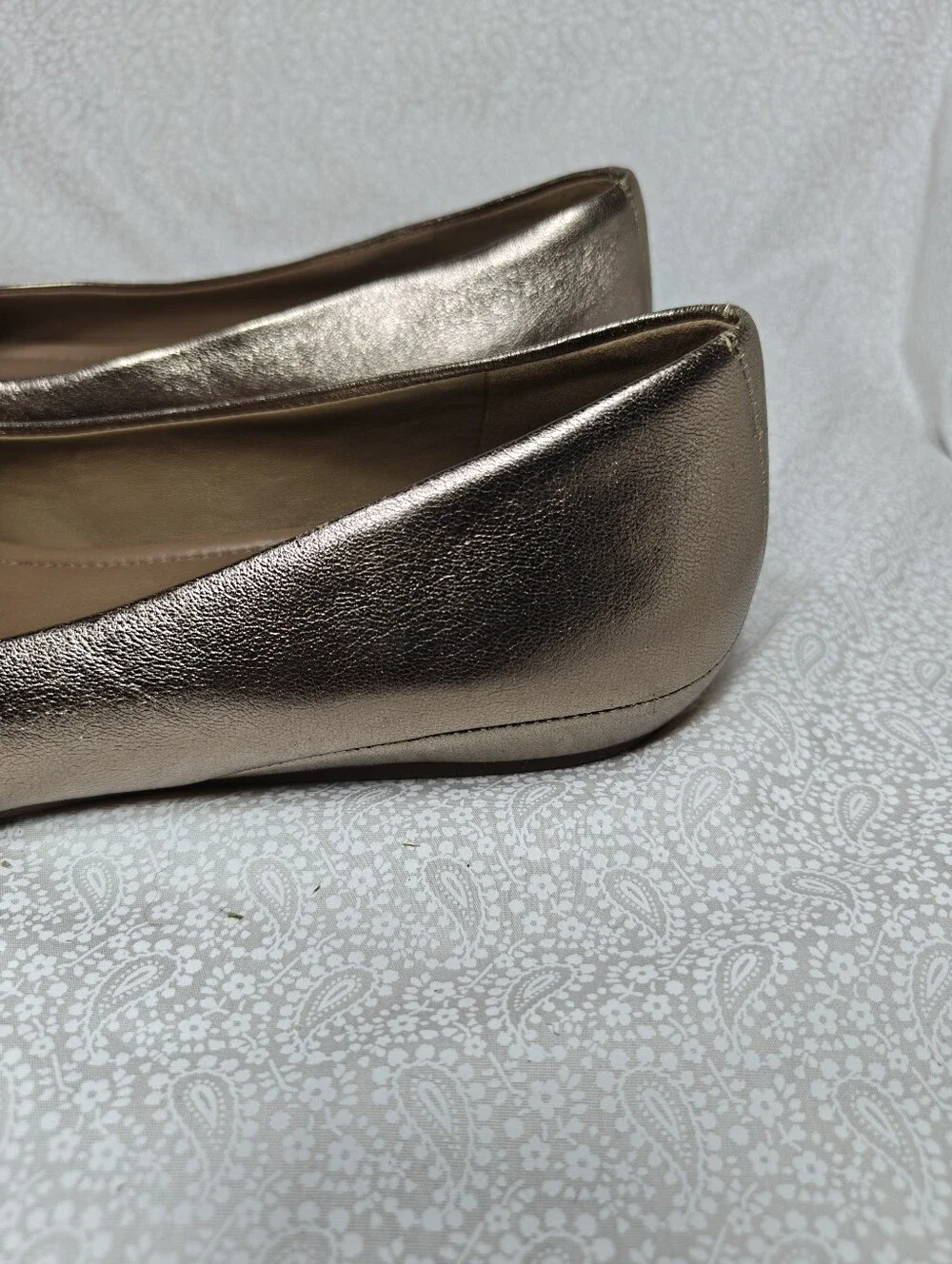 ECCO Women's Owando Button Light Metallic Gold Slip On Flats Comfort Women 7-7.5